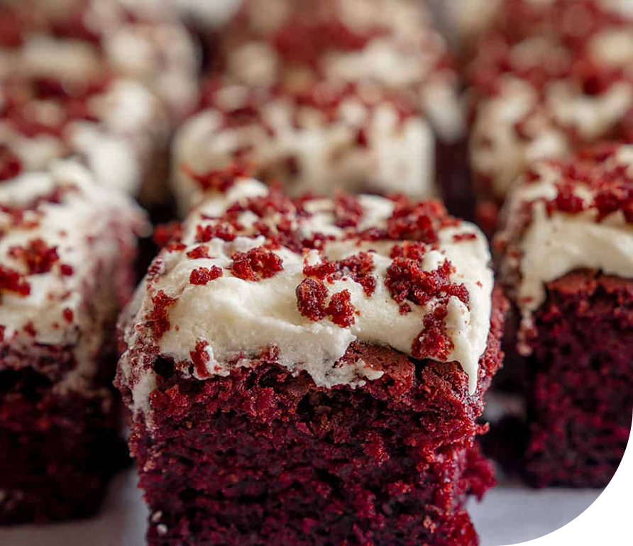 red velvet cake made from organic tapioca starch as a main baking ingredient