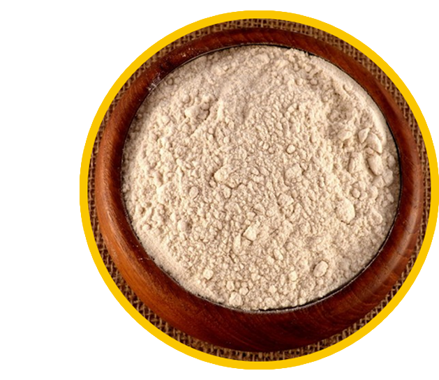 brown rice flour in a deep plate