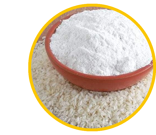 white rice flour in a deep plate